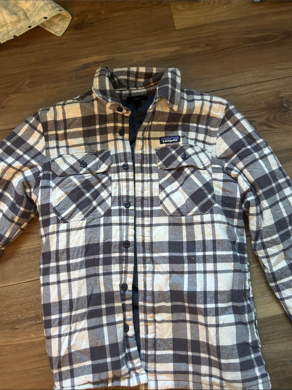 Patagonia Men’s Brown & Cream Plaid Shirt Jacket